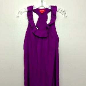 ELLE purple razorback ruffle blouse size S